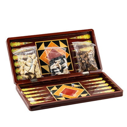 Wooden Chess Checkers Backgammon 3 In 1 Set V2 G9 AC2