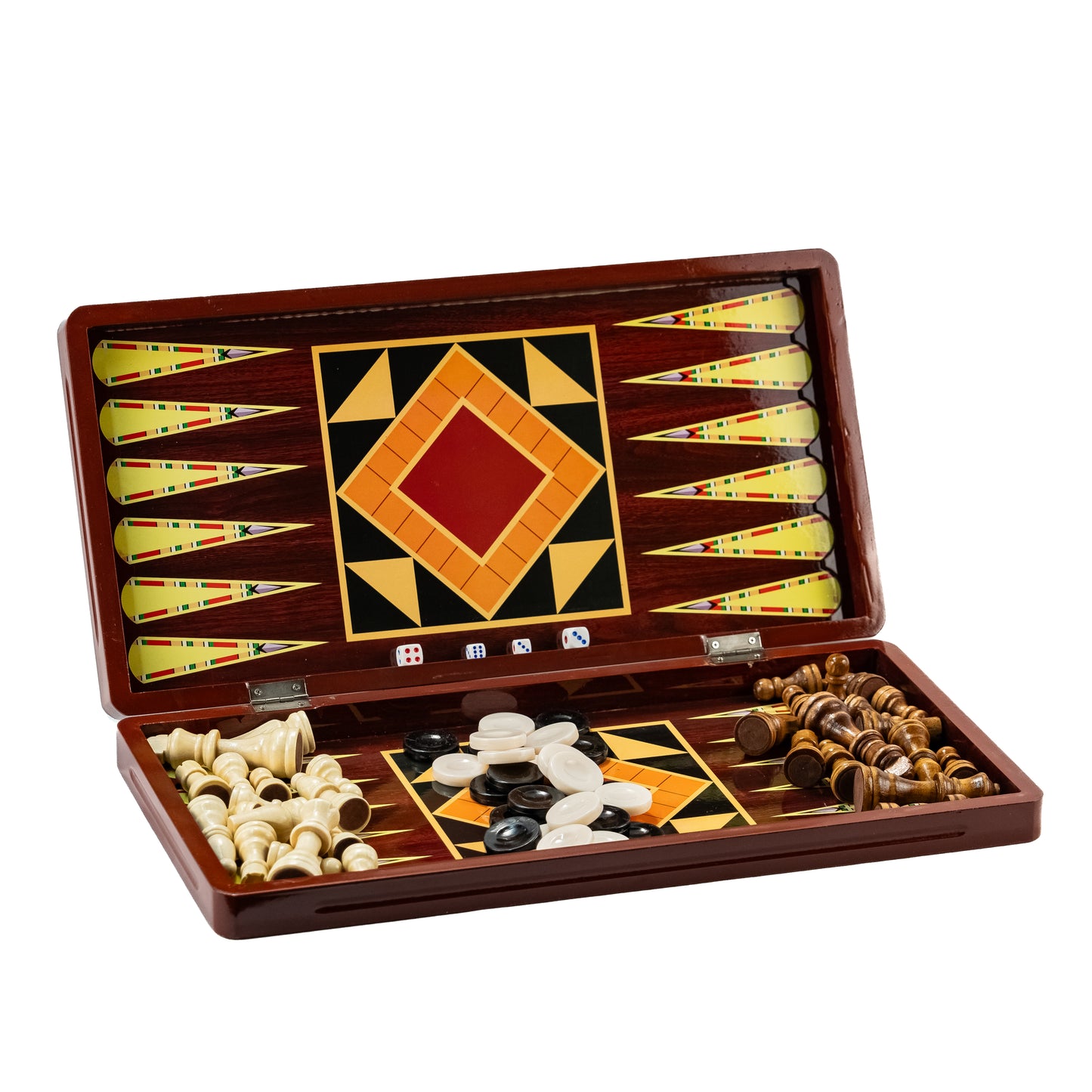 Wooden Chess Checkers Backgammon 3 In 1 Set V2 G9 AC2